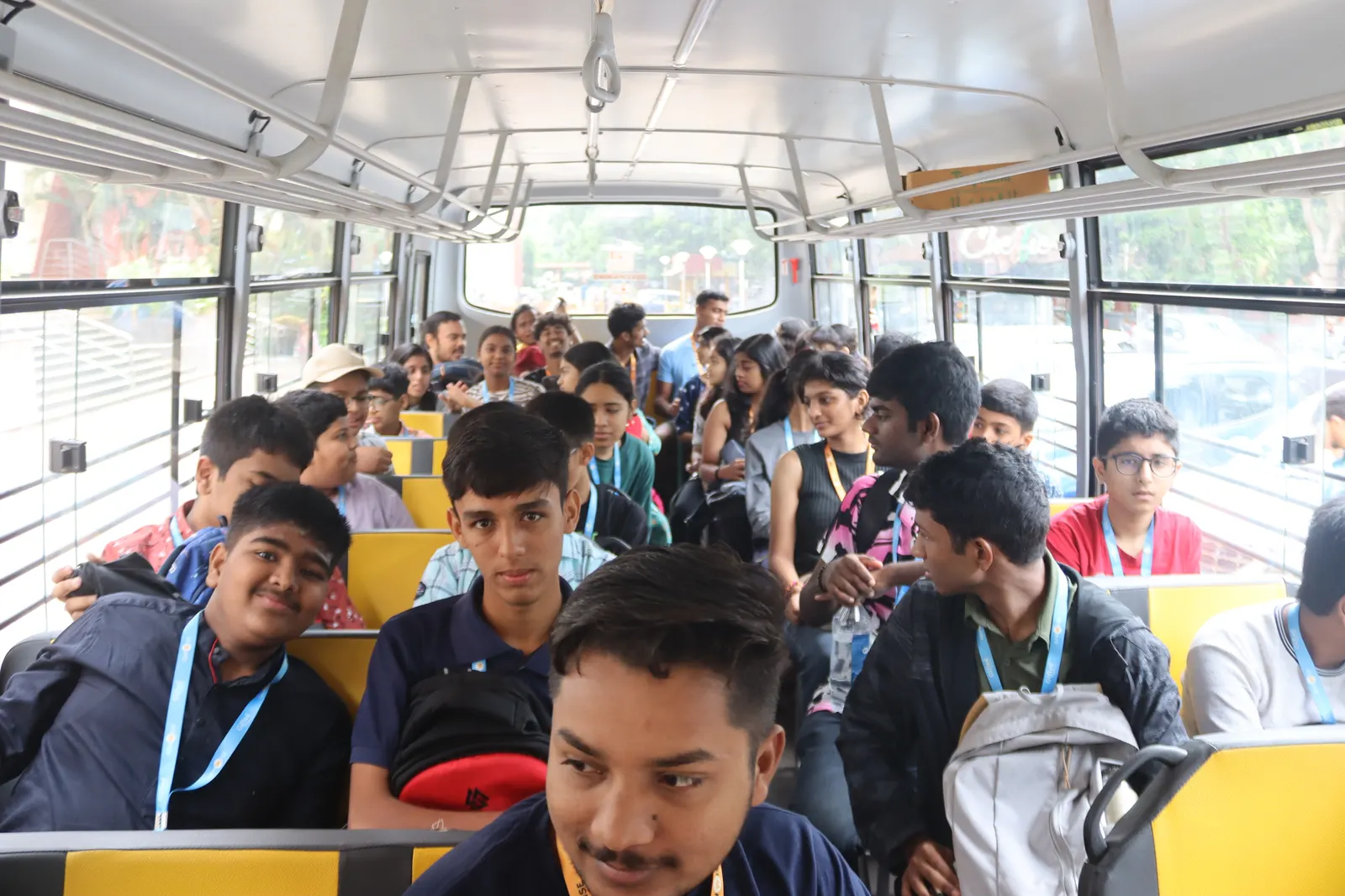 GenWise students aboard their private, escorted bus
